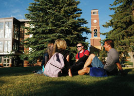 Photo of students on SUU Campus Lawn