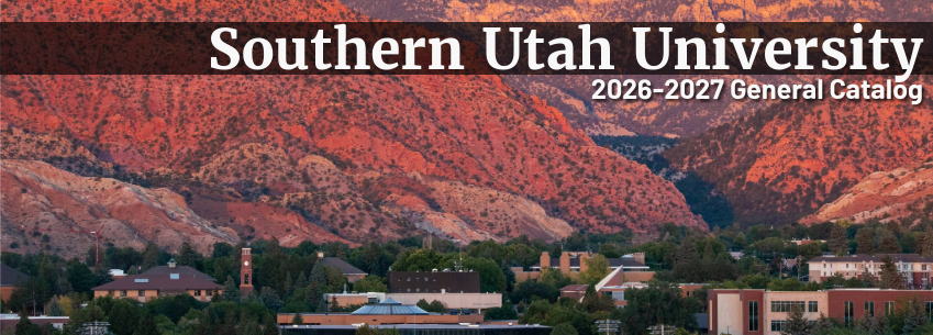 Southern Utah University aerial campus view with red mountains in background
